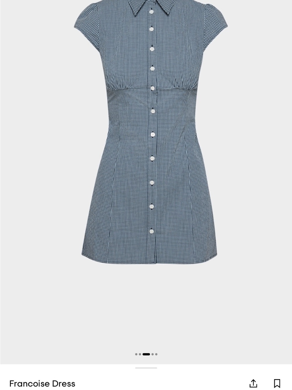 Aritzia “Francoise Dress” - Blue Gingham Button-Front Mini Dress